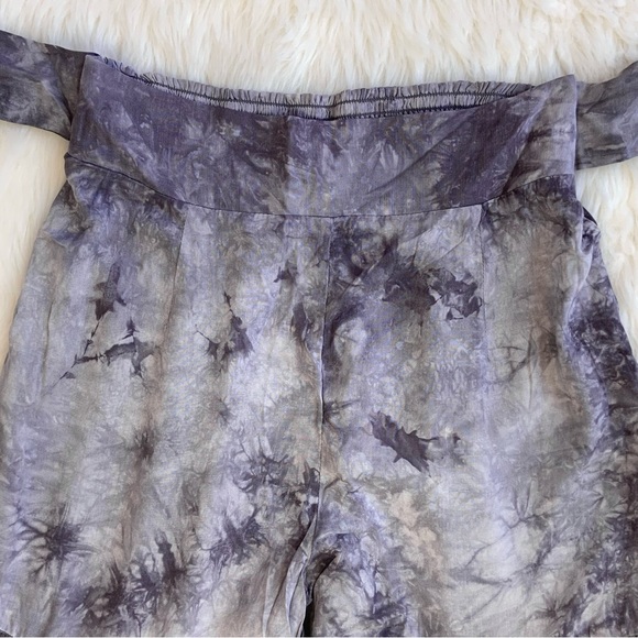 Eesome Smoky Purple Gray High Waist Tiered Flared Tie Dye Wide Leg Palazzo Pants - Picture 8 of 15